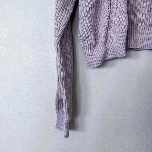 Kendall & Kylie Sweater Women size Small Long Sleeve Lilac Open Knit Crewneck - Picture 4 of 7